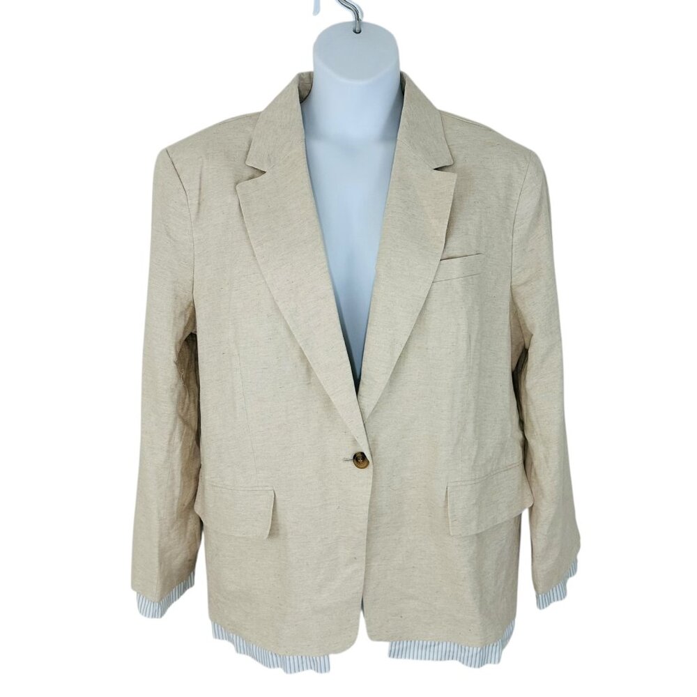 Topshop Women's Size 12 Oversize Exposed Lining Ecru Jacket Blazer NEW
